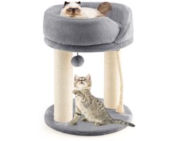 Krabpaal Klein 4-in-1 Kattenboom Katten Kattenmeubilair Klimboom Activiteitenboom Speelboom Grijs