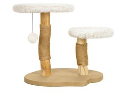 Krabpaal Krabboom Met Speelbal, Kattenbed en Krabplank Geschikt voor Katten tot 5 kg Huis Kattenboom 50 x 47 x 61,5 cm Wit Hout