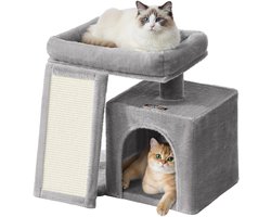 Krabpaal - Krabpaal - Katten - Kattenhol - Met Platform - 2 Ligplekken - Licht Grijs - Kattenmeubel - 51 x 39,2 x 46,4 cm (L x B x H)