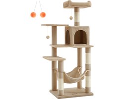 Krabpaal: Krabpaal Krabpaal - Krabpaal - Kattentoren - Spaanplaat - Pluche - Sisal - 55cm x 45cm x 143cm - Ideaal voor 4 Katten - 40kg Capaciteit