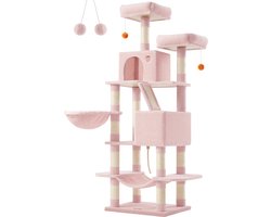 Krabpaal - Krabpaal - Krabpaal - Spaanplaat Pluche - Sisal - Groot 55cm x 45cm x 168cm - 18,4kg - Max 65kg - Pastelroze