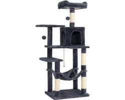 krabpaal - krabpaal met hangmat - Kattenboom 143 cm - rookgrijs