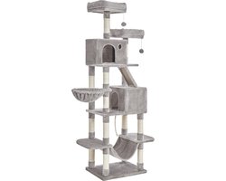 Krabpaal - Krabpaal voor katten - kattenmand - Kattenhuis - Kattenmeubel - 60 x 50 x 206 cm - Lichtgrijs