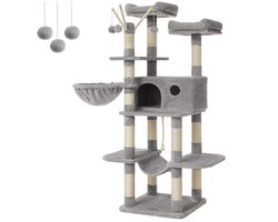 Krabpaal - Krabpaal voor katten - Krabpaal voor grote katten - Kattenboom - Stabiel - XL - Incl speeltjes - Voor 3 katten