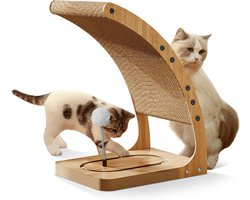 Krabpaal: Krabpaal - Krabplank Kat - Katten Vermaken - L-vormig Ontwerp - 36 x 17 x 29.5 cm - Houtkleur