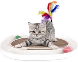 Krabpaal Lounge - Krabmeubel Kat - Spelen en Rusten - 3-in-1 Ontwerp - 42x31x5.5cm - ivoorwit