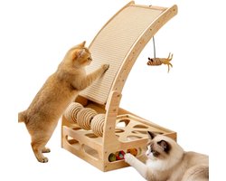 Krabpaal met Bal - Klimmeubel Kat - Spelen en Krabben - L-vormig Doolhof - 61x32x32 cm - Niet gespecificeerd