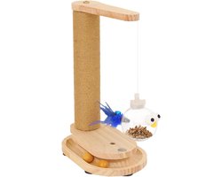 Krabpaal met Dispenser - Kattenklimmer Speelgoed - Katten Vermaken - Natuurlijke Vezels - 31 x 18 x 13 cm - Bruin