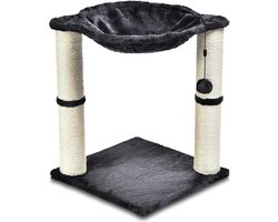 Krabpaal met hangmat - 41 x 51 x 41 cm grijs - voor kat en kitten Krabton