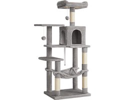 Krabpaal met Hangmat - Hoogwaardige Kwaliteit - Kattenboom - Poezen - Katten - Kattenliefhebbers - 143 CM - Lichtgrijs