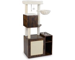 Krabpaal met Kattenbak Kattentoren met Paal en Sisal Krabmat-Bruin