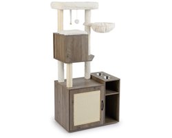 Krabpaal met Kattenbak Kattentoren met Paal en Sisal Krabmat-Grijs