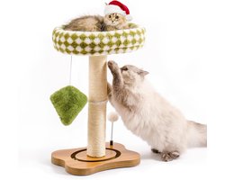 Krabpaal met kattenkussen - groen - voor katten in huis en tuin