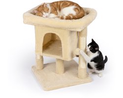Krabpaal: Krabpaal - met kattenmand - beige