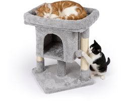 Krabpaal: Krabpaal - met kattenmand - lichtgrijs