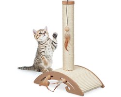 krabpaal met krabplank - 52 x 42 x 22 cm - binnen met speeltjes - stam met sisaltouw - bruin