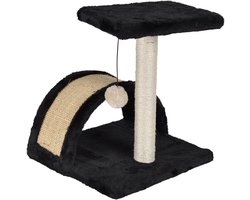 Krabpaal: Krabpaal met Krabplank - Katten Krabmeubel - Katten Spelen - Asymmetrisch Design - 34x34x38 cm - Zwart