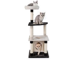 Krabpaal met Meerdere Verdiepingen Moderne Hoge Kattenboom met Sisal Krabpaal & Plateau Kattenhuisje & Kattengat