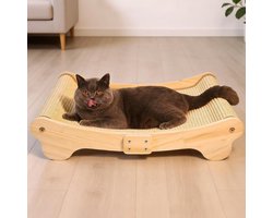 Krabpaal Natuurlijk Sisal - Krabmeubel Kat - Krabbelen Ontspannen - Ergonomisch Gebogen Ontwerp - 60 x 37.5 x 14 cm