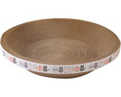 Krabpaal Ovaal - Krabmand Katten - Meubelbescherming - Hoge Dichtheid Karton - 40x37x13 cm - Multicolor