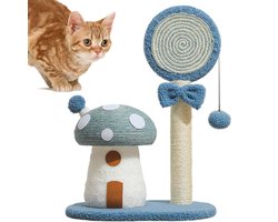 Krabpaal: Krabpaal paddenstoel - Katten klimtoren - Spelen en krabben - Stabiel funderingsontwerp - 37.5 x 28.5 x 54 cm - Blauw