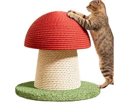 Krabpaal Paddenstoel - Katten Krabmeubel - Stimuleert Spel - Stevige Basis - 20x18x16 cm - Rood
