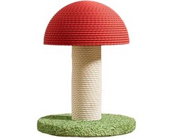 Krabpaal Paddenstoel - Katten Speelgoed - Binnenkatten Vermaak - Stevig Sisal Ontwerp - 30 x 18 x 20 cm - Rood