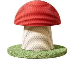 Krabpaal Paddenstoel - Kattenkrabpaal Klimpaal - Kattenbeweging en Stimulatie - Modern Paddenstoeldesign - 30 x 18 x 20 cm - Rood
