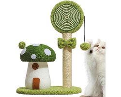 Krabpaal: Krabpaal Paddenstoel - Kattenkrabpaal Speelgoed - Katten Vermaken - Natuurlijk Sisal Materiaal - 375 x 285 x 54 cm - Groen