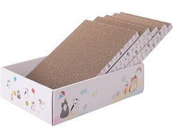 Krabpaal Set - Krabplank Karton - Katten Verzorgen - Omkeerbaar Ontwerp - 40x25x11.5 cm - Wit