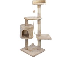 Krabpaal Silvestre Kattenboom Medium Klimmen 3 Hoogtes - Europees Merk - Met Platforms en Schuilplaatsen - Ontstressend Speelgoed van Veilig Sisal - Beige