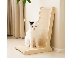 Krabpaal Sisal - Katten Krabmat - Binnen Katten - L-vorm Ontwerp - 40x33x57cm - beige