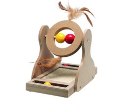 Krabpaal Speelgoed - Kattenklimmer - Spelen Krabben - Interactieve Elementen - 17x20x30 cm - Houtkleur