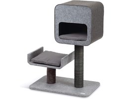 Krabpaal Tinka - Kattenkrabpaal Krabmeubel - Ontspanning en Krabben - Compact Design - 60 x 40 x 82 CM - Grijs