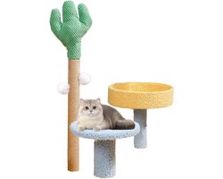 Krabpaal Toren - Kattenklimboom Cactus - Katten Activiteit - Afneembare Onderdelen - 39x39x83cm - Beige