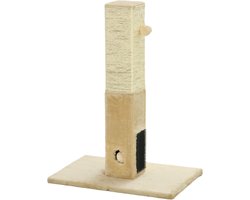 Krabpaal: Krabpaal van jute - 59.5x39x79 cm - met Hangend Speelballetje - Beige