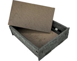 Krabpaal van vilt met omkeerbare krabplank (2 stuks) en geïntegreerd kattenspeeltje - een ruimtebesparend alternatief voor een krabpaal (grijs)