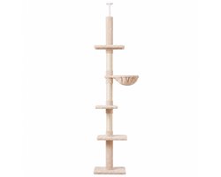 Krabpaal: Krabpaal van vloer tot plafond, 40 x 34 x 230-260 cm, 5 activiteitenniveaus, beige