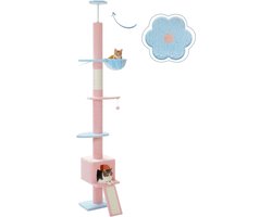 Krabpaal vloer tot plafond verstelbaar 216 cm 273 cm blauw roze