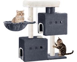 Krabpaal voor binnen met meerdere verdiepingen en hangmat - Beige