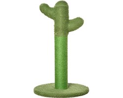 Krabpaal: Krabpaal voor binnenkatten in de vorm van een cactus - stevige sisal-krabpaal met voetstuk - 40 x 40 x 65 cm - groen