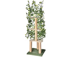 Krabpaal voor Binnenkatten - Modern Kattenmeubel met Plateaus & Bladeren - Voor Spelen & Slapen