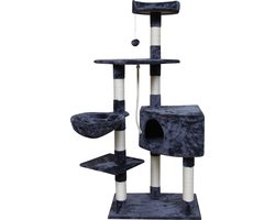 Krabpaal voor Kat -141 cm -Donkerblauw- Kattenboom voor Grote Katten - Kattenhuis van Sisal - Klimpaal voor Meerdere Katten