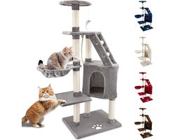 Krabpaal voor katten 120 cm - Speel- en klimmogelijkheden in grijs