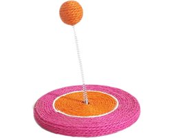 Krabpaal: Krabpaal voor katten - Interactief speelkussen - Mentale stimulatie - Met sisalbal - 21 x 21 x 10 cm