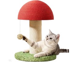 Krabpaal: Krabpaal voor katten - Katten klimpaal - Krabben en spelen - Paddenstoelvorm design - 30 x 18 x 20 cm