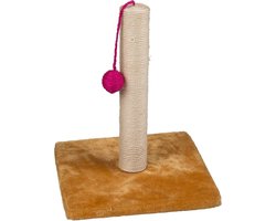 Krabpaal voor katten - Katten krabmeubel - Krabben en spelen - Met speelbal - 30x30x35 cm - Beige
