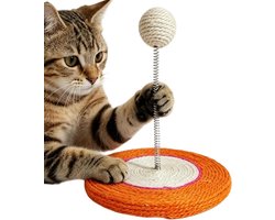 Krabpaal: Krabpaal voor katten - Katten krabmeubel - Spel en training - Interactieve bal - 21x21x10 cm - Oranje