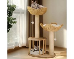 Krabton: Krabpaal voor Katten - Katten - Krabpaal Hout - Huisdier - Krabton - Speelgoed Toren - Comfortabele Ligplekken - 60 × 40 × 99 cm (L × B × H)