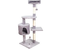 Krabpaal: Krabpaal voor katten - Kattenboom Klimrek - Krabben en Spelen - Verdikte Stabiele Basis - 40x40x116cm - Lichtgrijs